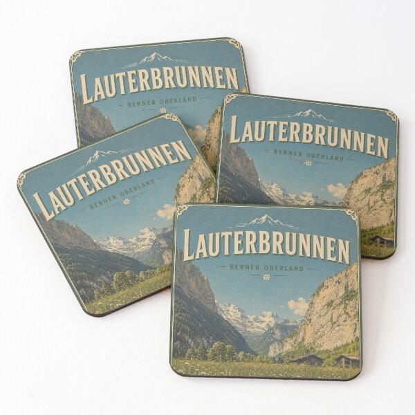 Item preview, Vintage Lauterbrunnen Switzerland reimagined travel poster  designed and sold by Andiamo-Amigos.