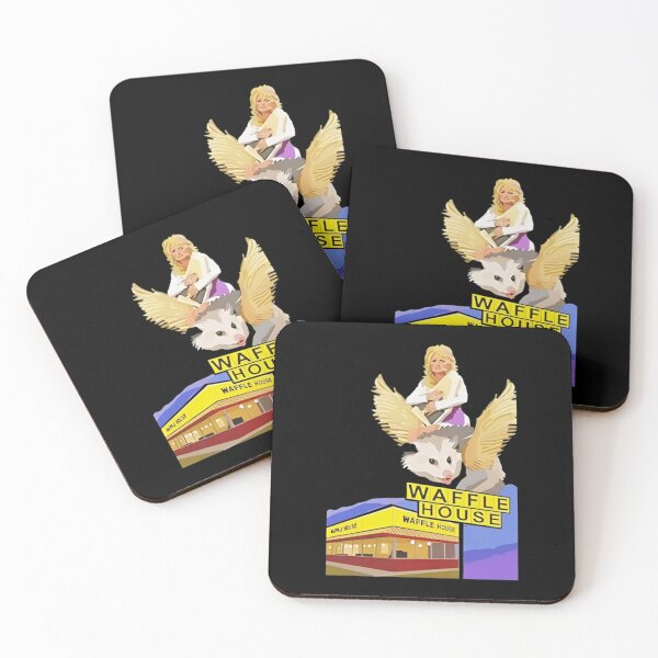 Item preview, dolly parton riding a winged possum over waffle house designed and sold by MichelleGil.
