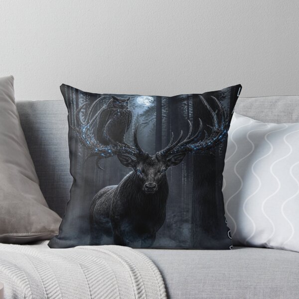 Item preview, Cybernetic Stag&Owl – Dark Realism Midnight Forest Art designed and sold by LazyDayzCo.