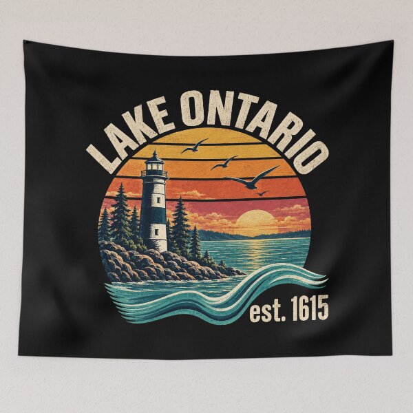 Item preview, Anti-Trump Lake Ontario Est 1615 Lighthouse Retro Sunset Graphic designed and sold by TorpStore.