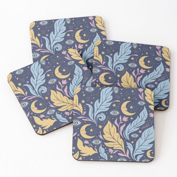 Item preview, Moons with Faces, Mystic Eyes, and Celestial Colored Leaves designed and sold by Pattique.