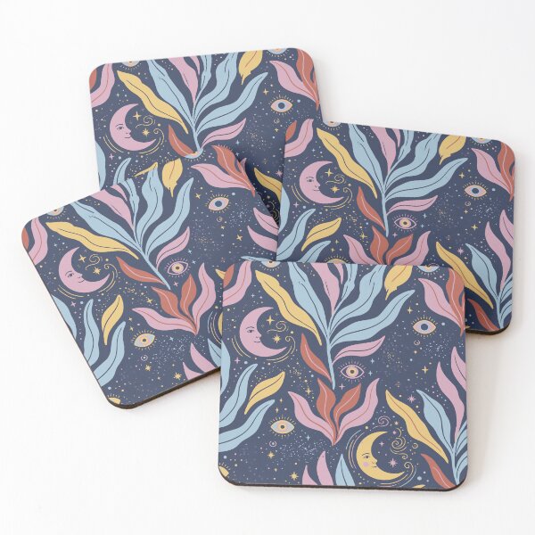 Item preview, Moons with Faces, Mystic Eyes, and Esoteric Botanical Leaves designed and sold by Pattique.
