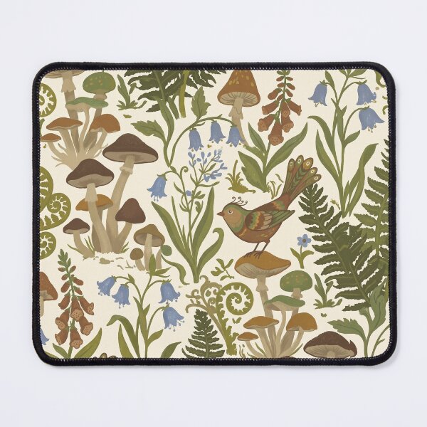 Item preview, Cottagecore Botanical Pattern of Forest Mushrooms and Ferns designed and sold by Pattique.