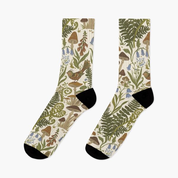 Item preview, Cottagecore Botanical Pattern of Forest Mushrooms and Ferns designed and sold by Pattique.