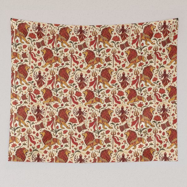 Item preview, Durga Festive Folk Art Seamless Pattern designed and sold by Fanverse Merchandise.