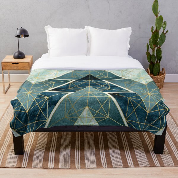 Geometric Excellence in Teal Throw Blanket