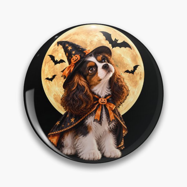 Item preview, Halloween Cavalier King Charles Spaniel Witch Under the Full Moon designed and sold by ManJiangHong.