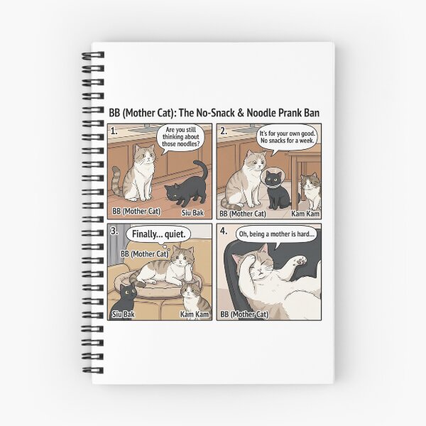 Item preview, BB The Mother Cat: The No-Snack & Noodle Prank Ban Cat Comic designed and sold by PetalsPaws.