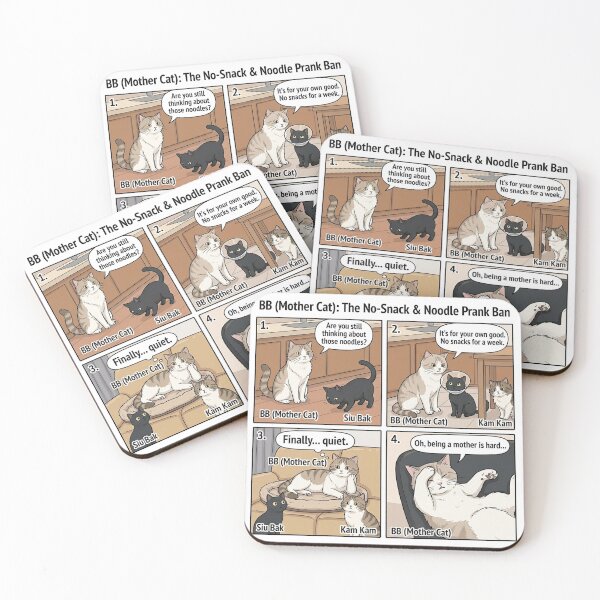 Item preview, BB The Mother Cat: The No-Snack & Noodle Prank Ban Cat Comic designed and sold by PetalsPaws.