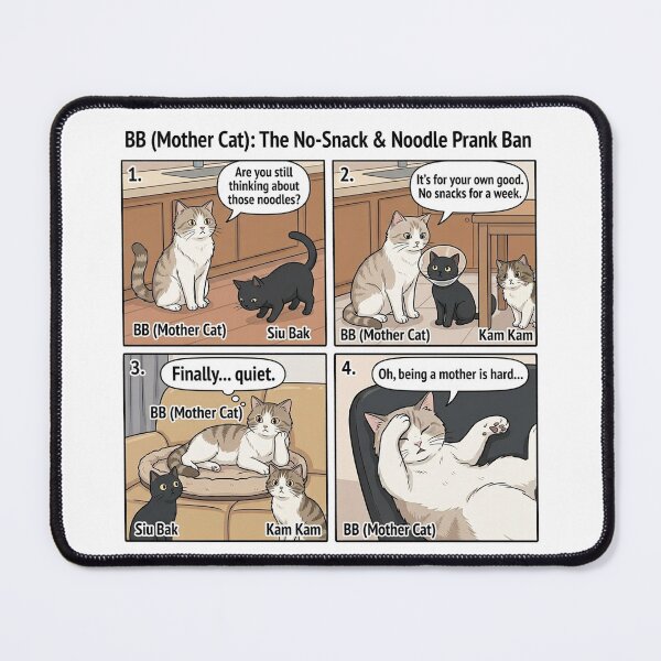 Item preview, BB The Mother Cat: The No-Snack & Noodle Prank Ban Cat Comic designed and sold by PetalsPaws.