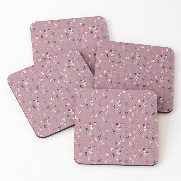 Item preview, Small Retro Wildflowers in Dusty Rose and Turquoise designed and sold by Pattique.