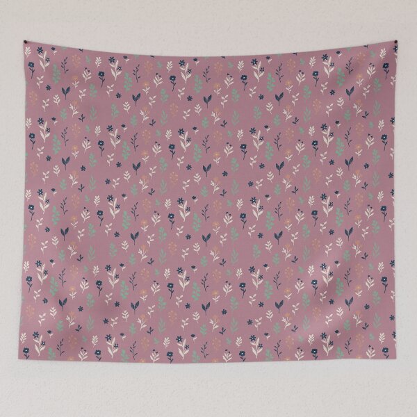 Item preview, Small Retro Wildflowers in Dusty Rose and Turquoise designed and sold by Pattique.