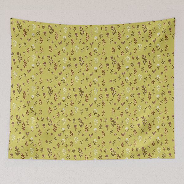 Item preview, Small Retro Wildflowers in Mustard Yellow and Brown designed and sold by Pattique.
