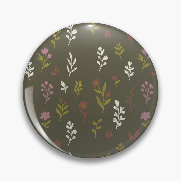 Item preview, Small Retro Wildflowers in Olive Green and Cream designed and sold by Pattique.