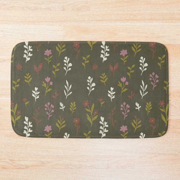 Item preview, Small Retro Wildflowers in Olive Green and Cream designed and sold by Pattique.
