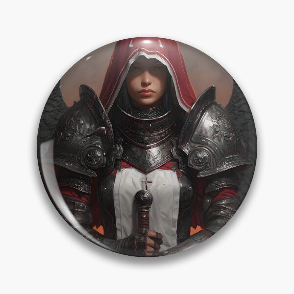 Item preview, Dark Fantasy Female Warrior Red Hooded Angel with Sword designed and sold by GrinGalore.