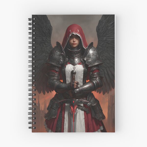 Item preview, Dark Fantasy Female Warrior Red Hooded Angel with Sword designed and sold by GrinGalore.