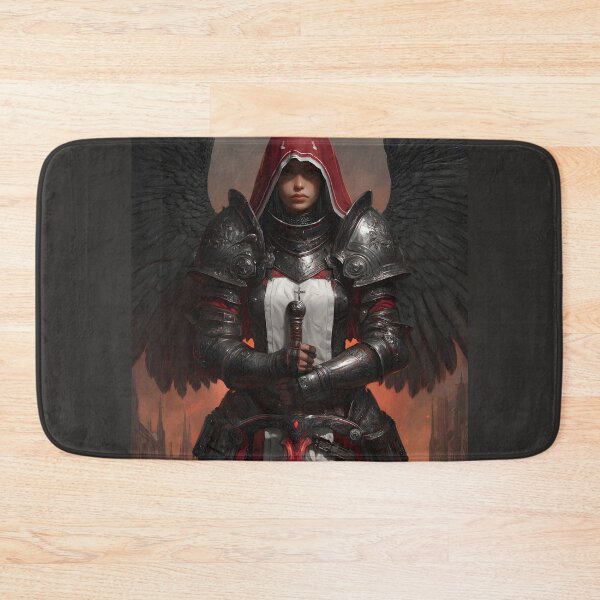 Item preview, Dark Fantasy Female Warrior Red Hooded Angel with Sword designed and sold by GrinGalore.