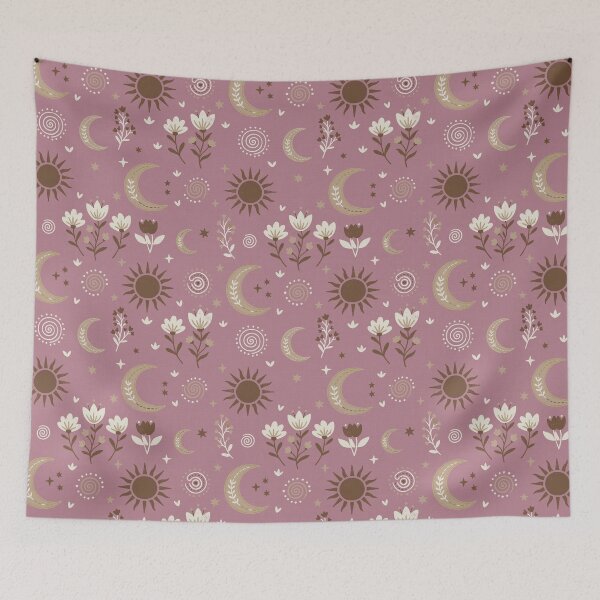 Item preview, Mystic Moons and Suns with Wildflowers in Old Rose designed and sold by Pattique.