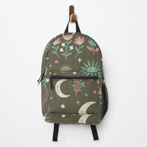 Item preview, Mystic Moons and Suns with Wildflowers in Olive Green designed and sold by Pattique.