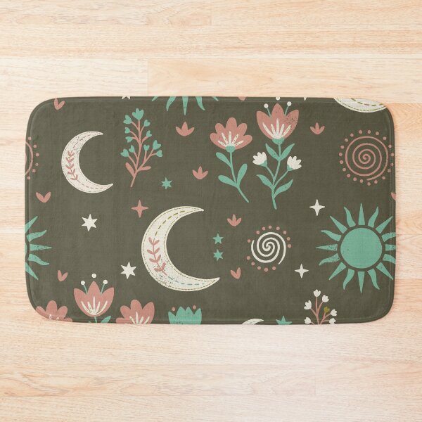 Item preview, Mystic Moons and Suns with Wildflowers in Olive Green designed and sold by Pattique.