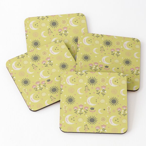 Item preview, Mystic Moons and Suns with Wildflowers in Mustard Yellow designed and sold by Pattique.