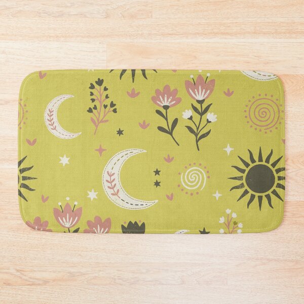 Item preview, Mystic Moons and Suns with Wildflowers in Mustard Yellow designed and sold by Pattique.