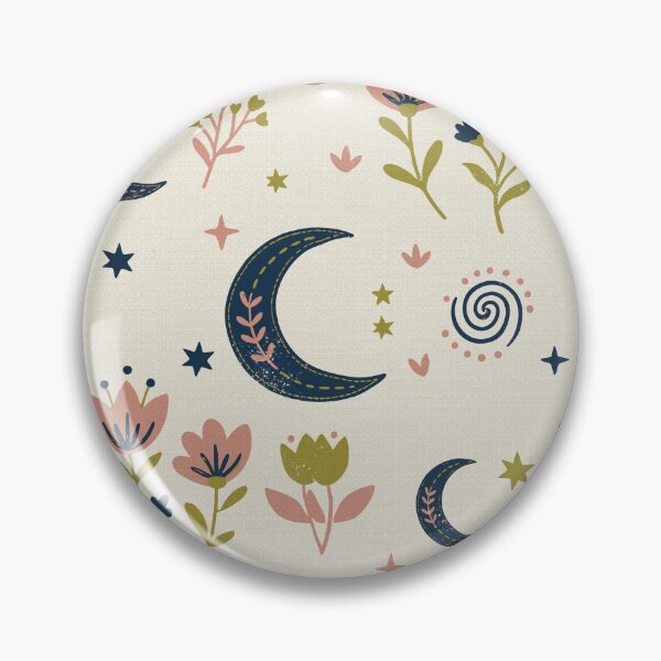 Item preview, Mystic Moons and Suns with Wildflowers in Cream and Blue designed and sold by Pattique.