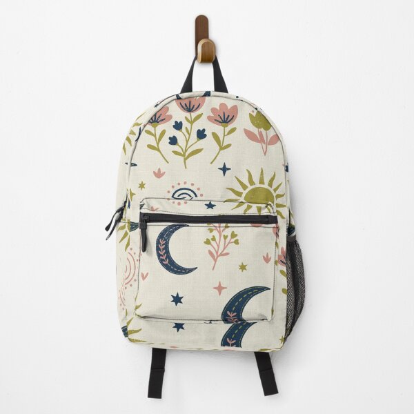 Item preview, Mystic Moons and Suns with Wildflowers in Cream and Blue designed and sold by Pattique.