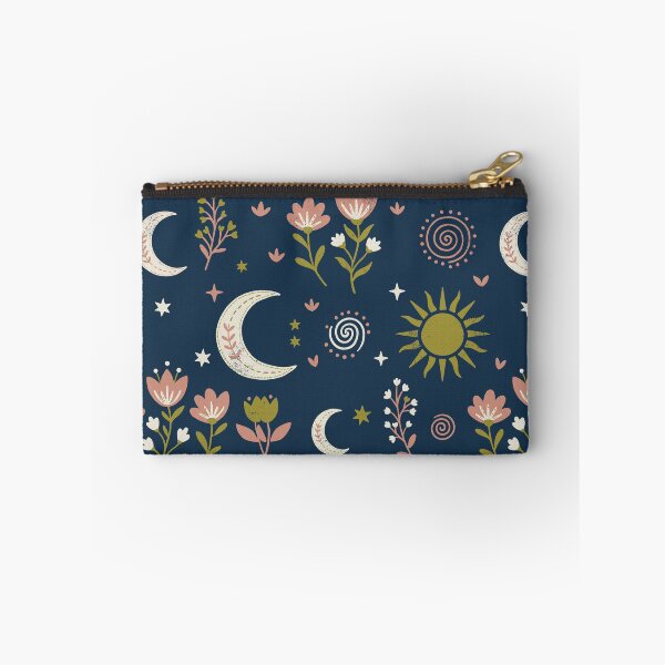 Item preview, Mystic Moons and Suns with Wildflowers in Night Blue designed and sold by Pattique.