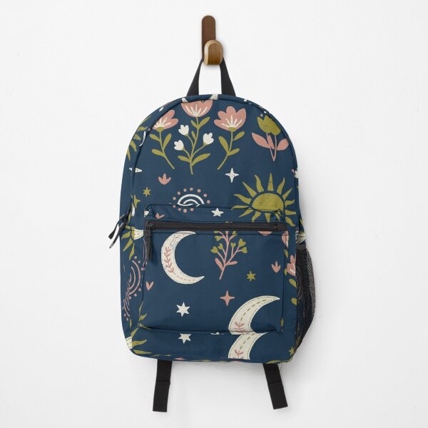 Item preview, Mystic Moons and Suns with Wildflowers in Night Blue designed and sold by Pattique.