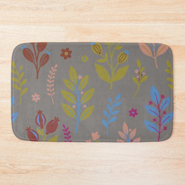 Item preview, Retro Botanical Elements in Mineral Grey and Cosmic Blue designed and sold by Pattique.