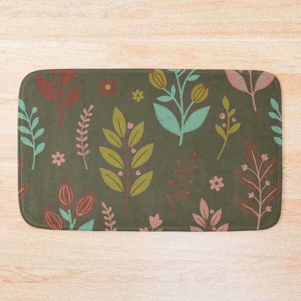 Item preview, Retro Botanical Elements in Olive Green and Turquoise designed and sold by Pattique.