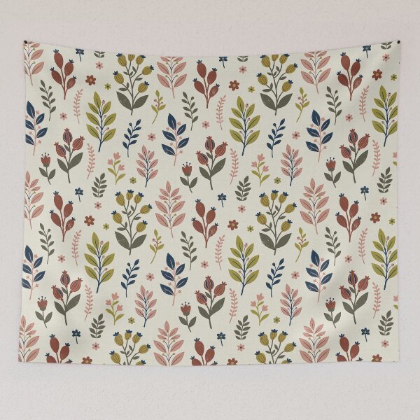 Item preview, Retro Botanical Bouquets in Cream and Terracotta designed and sold by Pattique.
