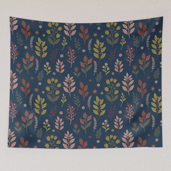 Item preview, Mystical Botanical Elements in Cosmic Blue and Terracotta designed and sold by Pattique.