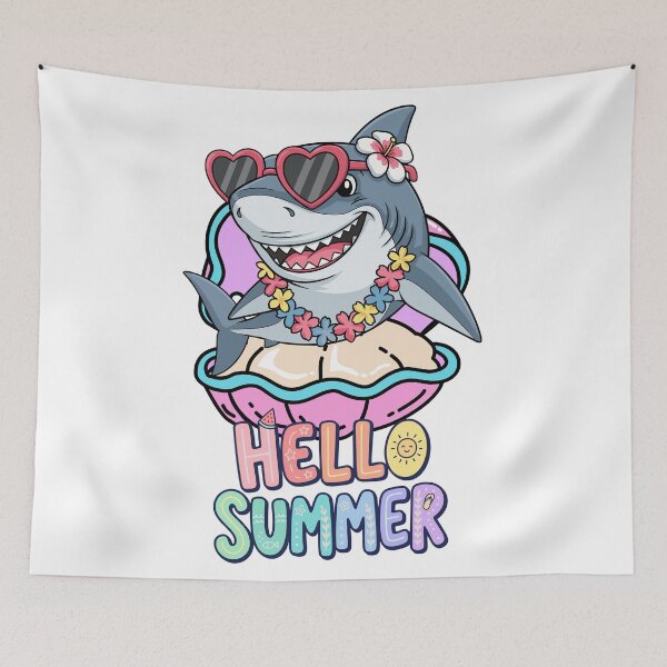 Item preview, Cute Shark Hello Summer Tropical Beach Summer  designed and sold by yuki-hana.