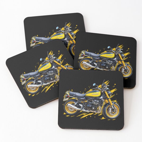 Item preview, black yellow street bike motorcycle rider retro style designed and sold by RobertFArms.