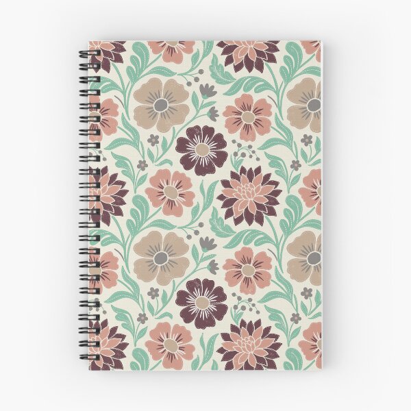 Item preview, Retro Wildflowers in Navy Turquoise and Mahogany designed and sold by Pattique.
