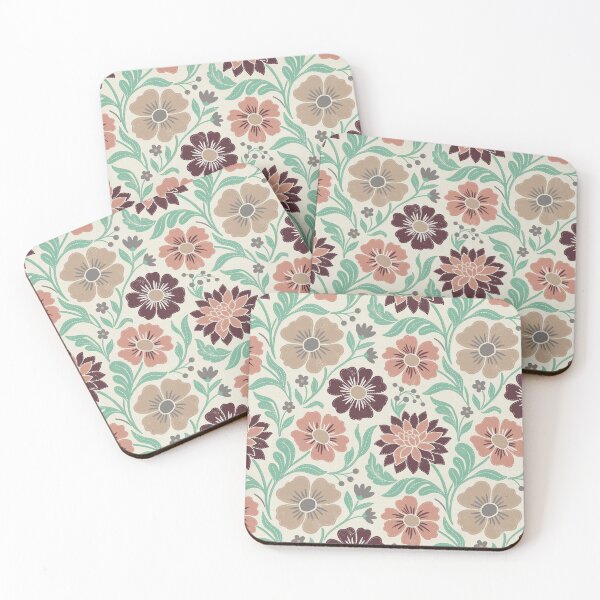 Item preview, Retro Wildflowers in Navy Turquoise and Mahogany designed and sold by Pattique.