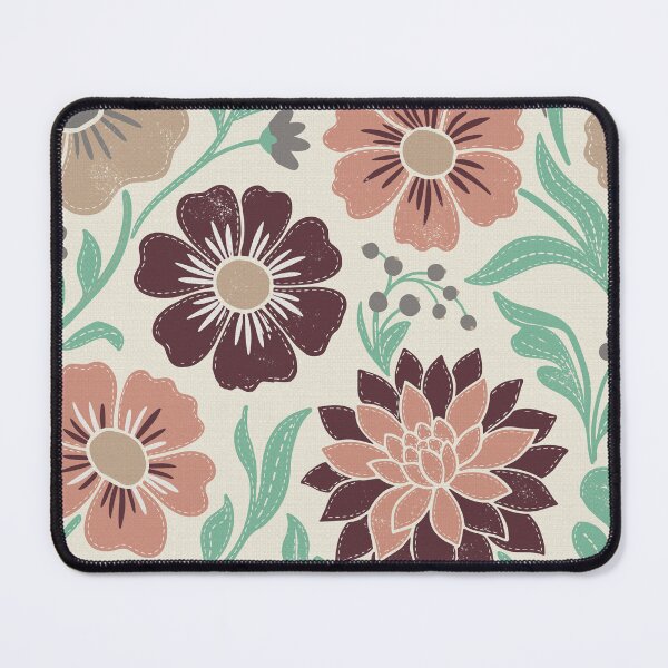 Item preview, Retro Wildflowers in Navy Turquoise and Mahogany designed and sold by Pattique.
