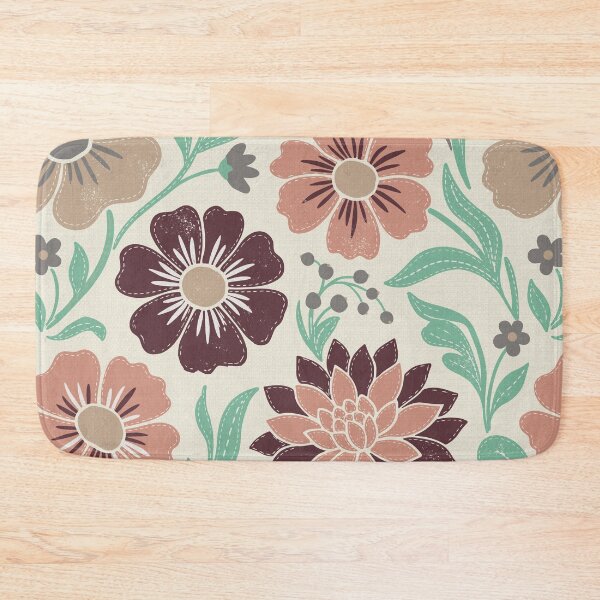 Item preview, Retro Wildflowers in Navy Turquoise and Mahogany designed and sold by Pattique.