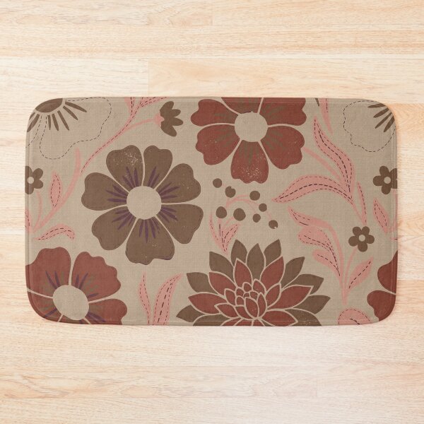 Item preview, Nostalgic Retro Flowers in Terracotta and Sand Tones designed and sold by Pattique.
