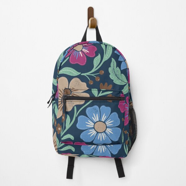 Item preview, Retro Cosmic Flowers in Navy Blue and Fuchsia designed and sold by Pattique.