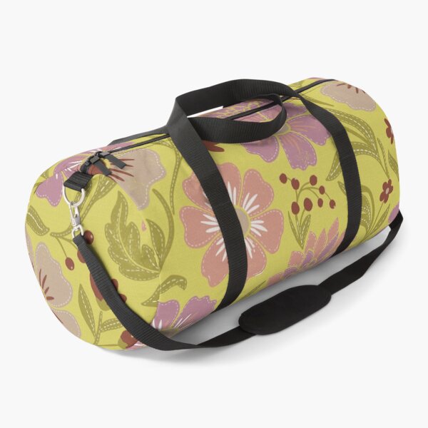Item preview, Retro Wildflowers in Mustard Yellow and Dusty Rose designed and sold by Pattique.