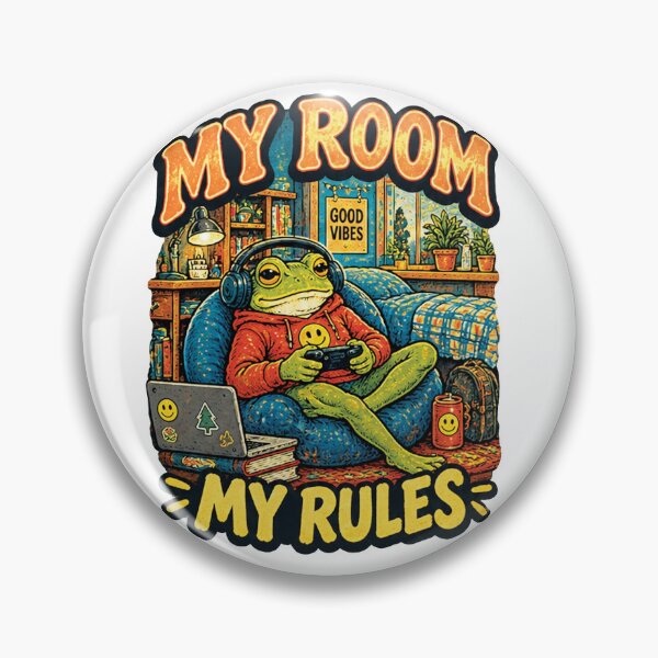 Item preview, A playful frog playing video games in his own room. designed and sold by Thegoldenline.