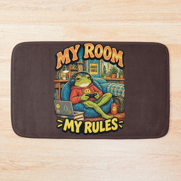 Item preview, A playful frog playing video games in his own room. designed and sold by Thegoldenline.