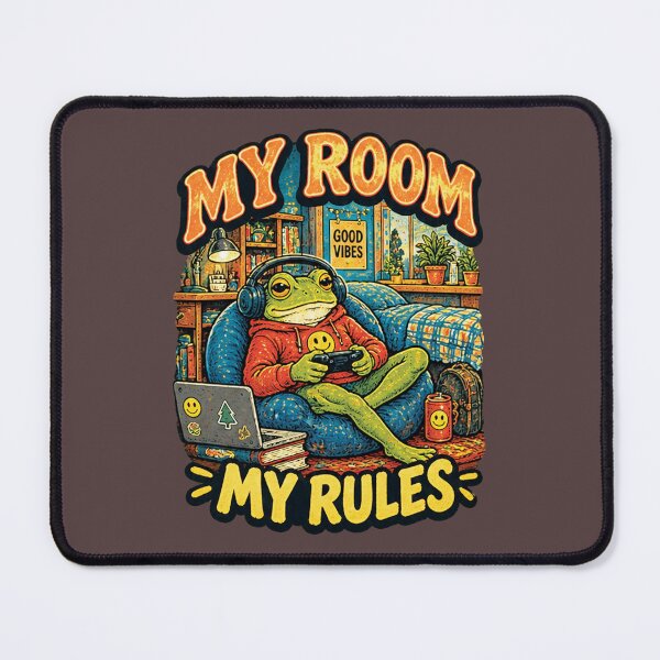 Item preview, A playful frog playing video games in his own room. designed and sold by Thegoldenline.