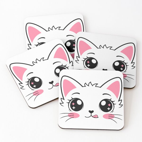 Item preview, Cute Kawaii Black Cat with Pink Ears – Adorable Kitty Face Illustration designed and sold by StyxIND.