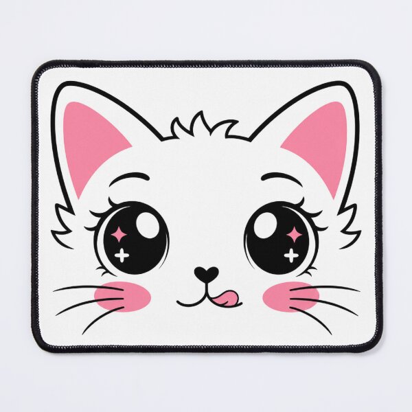 Item preview, Cute Kawaii Black Cat with Pink Ears – Adorable Kitty Face Illustration designed and sold by StyxIND.