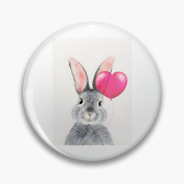 Item preview, Watercolor Grey Bunny With The Bright Pink Bubble Heart designed and sold by arlitoickerson.